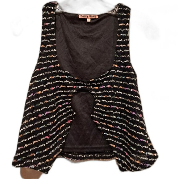 Bailey Rose Knot Open Front Top Black Sleeveless Tank Festival Rave Size XS New! - Picture 1 of 7